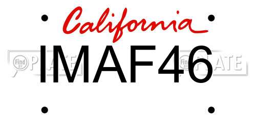 IMAF46 California License Plate