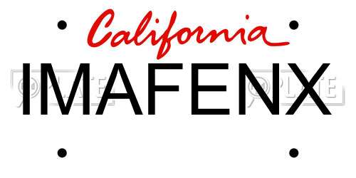 IMAFENX California License Plate