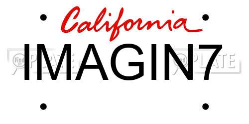 IMAGIN7 California License Plate
