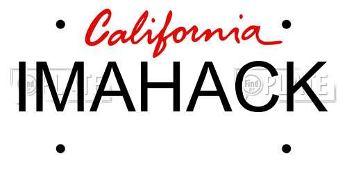 IMAHACK California License Plate