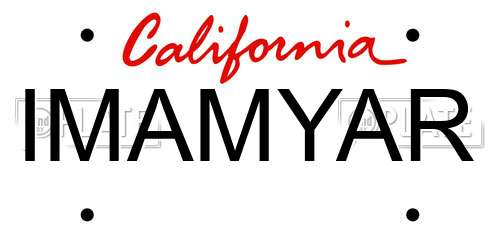 IMAMYAR California License Plate