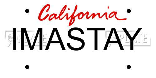 IMASTAY California License Plate