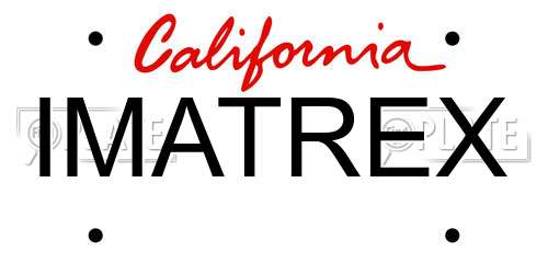 IMATREX California License Plate