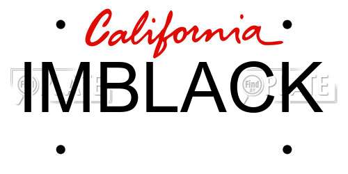 IMBLACK California License Plate