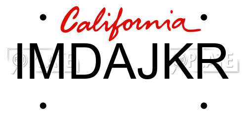 IMDAJKR California License Plate