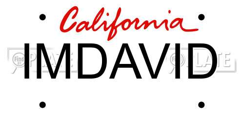 IMDAVID California License Plate