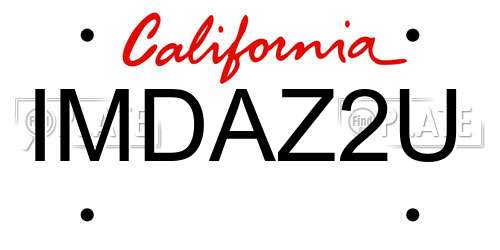 IMDAZ2U California License Plate