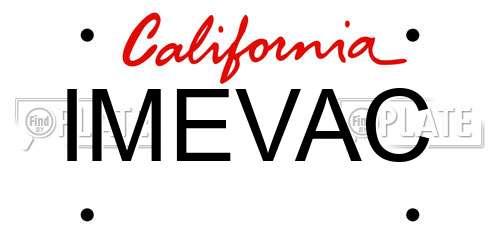IMEVAC California License Plate