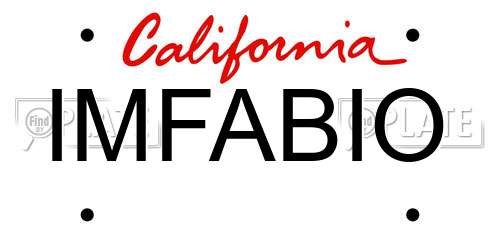 IMFABIO California License Plate