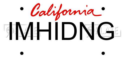 IMHIDNG California License Plate