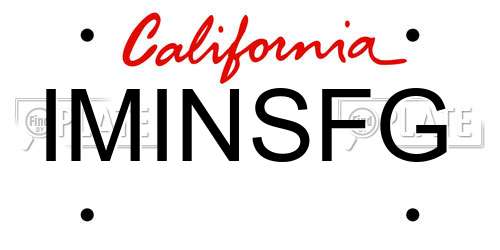 IMINSFG California License Plate