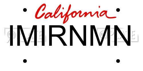 IMIRNMN California License Plate