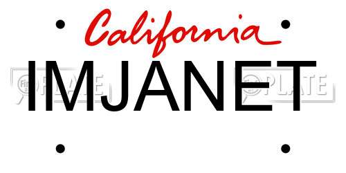 IMJANET California License Plate