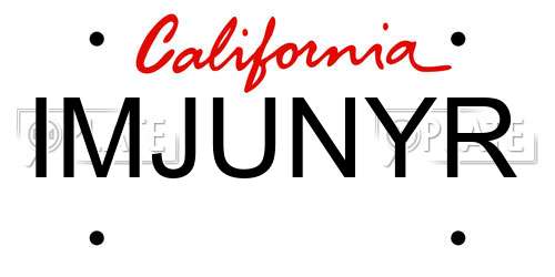 IMJUNYR California License Plate