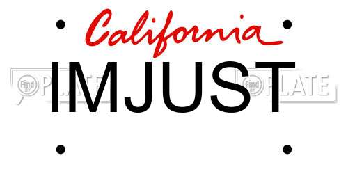 IMJUST California License Plate