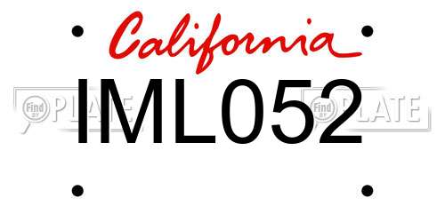 IML052 California License Plate