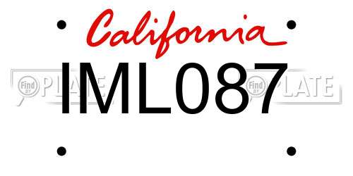 IML087 California License Plate