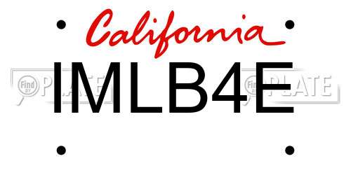 IMLB4E California License Plate