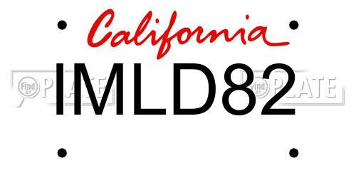 IMLD82 California License Plate