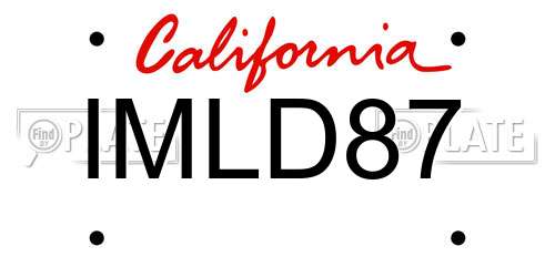 IMLD87 California License Plate