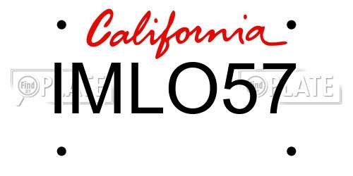 IMLO57 California License Plate