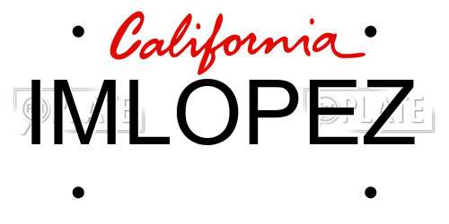 IMLOPEZ California License Plate