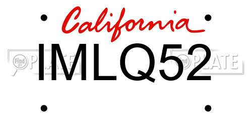 IMLQ52 California License Plate