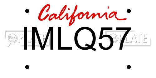 IMLQ57 California License Plate