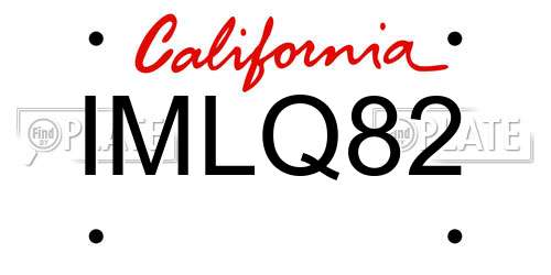IMLQ82 California License Plate