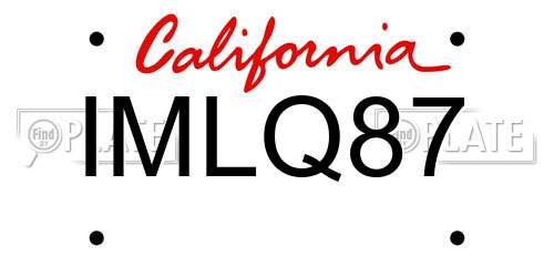 IMLQ87 California License Plate