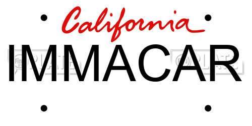 IMMACAR California License Plate