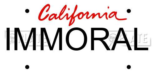 IMMORAL California License Plate