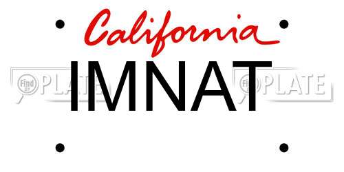 IMNAT California License Plate