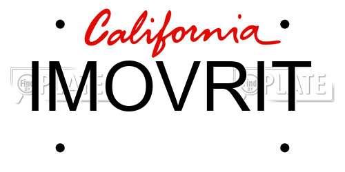 IMOVRIT California License Plate