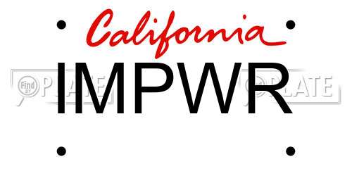 IMPWR California License Plate