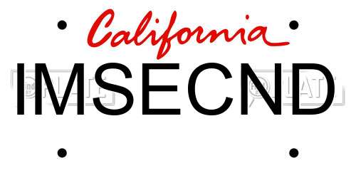 IMSECND California License Plate