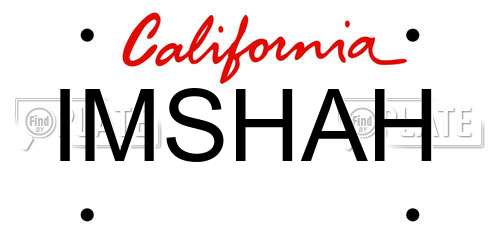 IMSHAH California License Plate