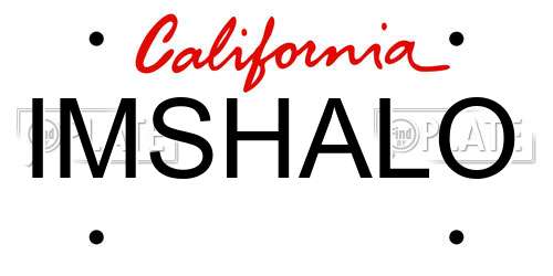 IMSHALO California License Plate
