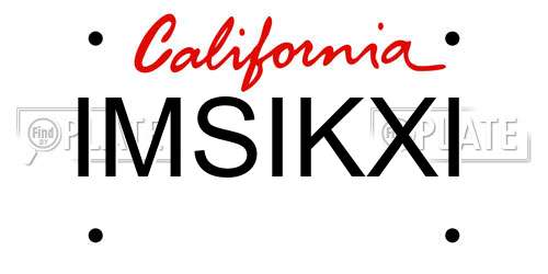 IMSIKXI California License Plate