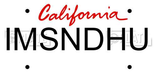 IMSNDHU California License Plate