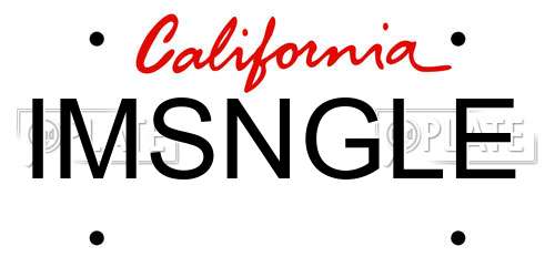 IMSNGLE California License Plate