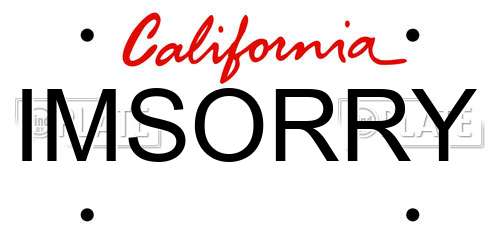 IMSORRY California License Plate