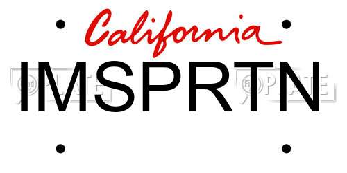 IMSPRTN California License Plate