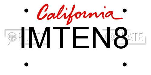 IMTEN8 California License Plate