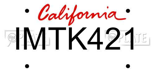 IMTK421 California License Plate