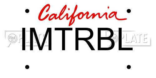 IMTRBL California License Plate