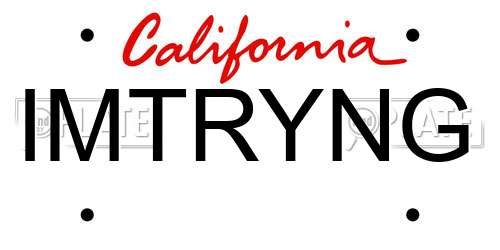 IMTRYNG California License Plate