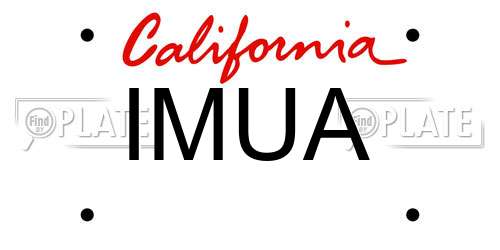 IMUA California License Plate