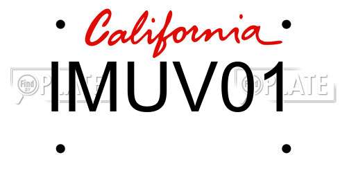 IMUV01 California License Plate