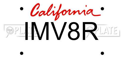 IMV8R California License Plate